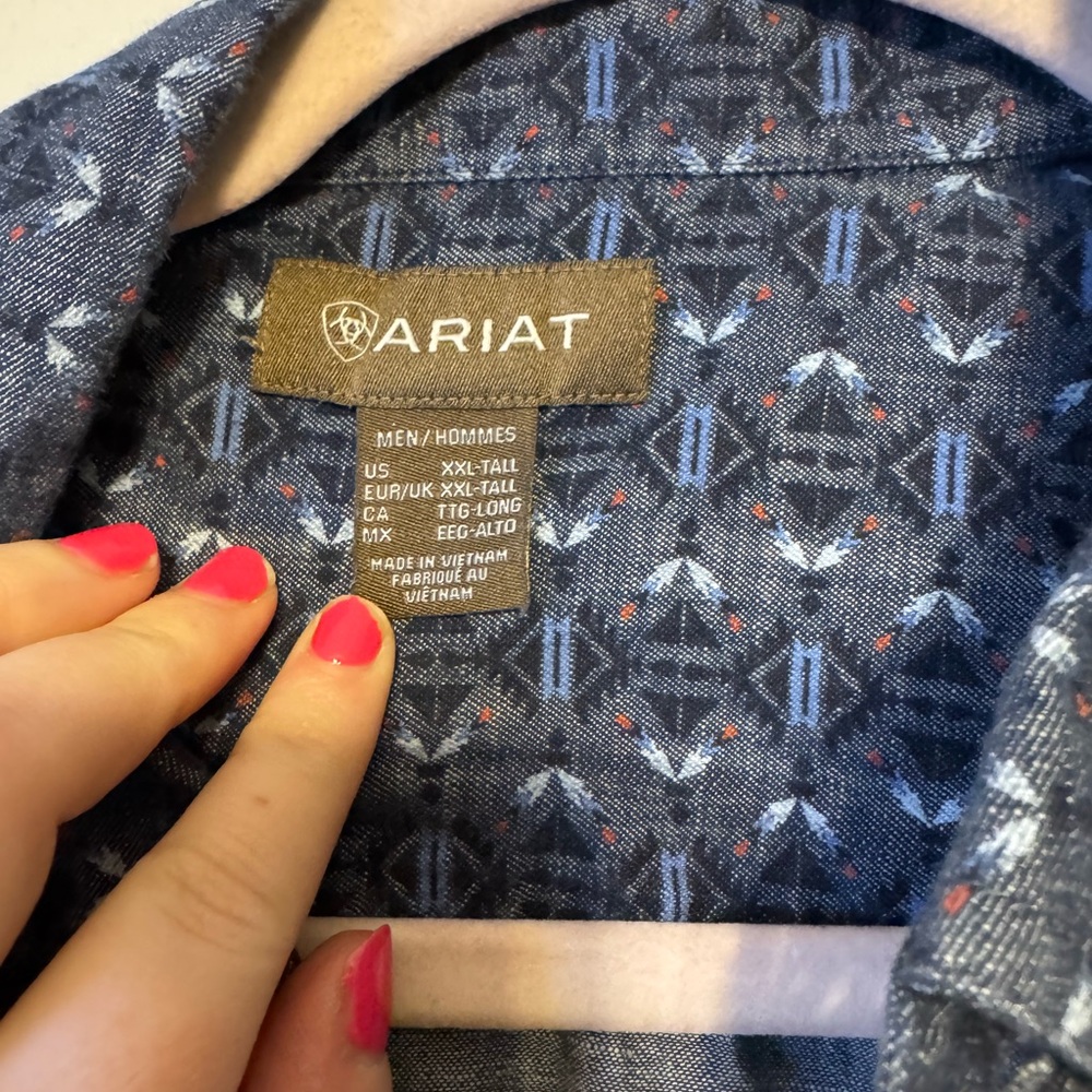 Ariat Men's Navy Patterned Button Up - image 5